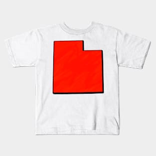 Bright Red Utah Outline Kids T-Shirt